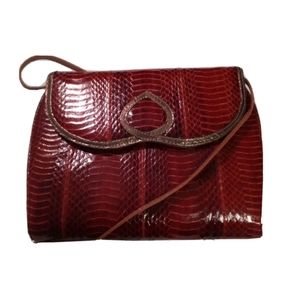Authentic J.Renee Red Snakeskin Shoulder Clutch Handbag Vintage Rare